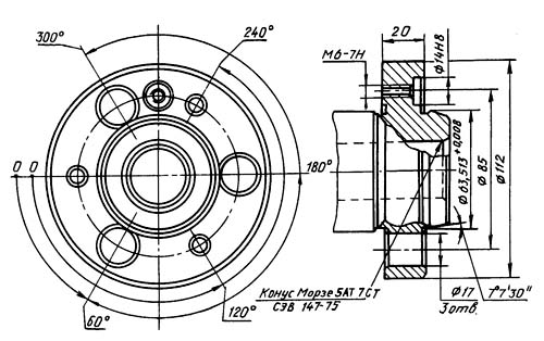 Шпіндель. Посадочні та приєднувальні бази токарно-гвинторізного верстата 16М05А 16М05А Посадочні та приєднувальні бази токарно-гвинторізного верстата. Креслення шпинделя